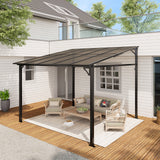 Garvee Heavy Duty Waterproof Metal Outdoor Storage Cabinet Pergola - Wall Mounted Hardtop Awning Shelter - Sloped Roof, UV-Protected Aluminum Frame for Patio, Deck, Porch, Backyard - 0*10FT