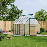 Garvee 6x9 FT Heavy Duty Walk-In Polycarbonate Greenhouse – Aluminum Frame & Roof Vent – Lockable Door – Quick Assembly Garden Tent – Green