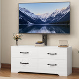 Garvee TV Stand with Mount for 32-75 Inch TVs, Modern Media Console Table with 4 Large Drawers, White Dresser Entertainment Center with Storage for Living Room Bedroom