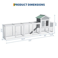 Garvee Large Chicken Coop 123in with Run & Ramp, Outdoor Poultry Cage, Weather-Resistant, 4-6 Hens, Natural Wood