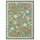Garvee Large Washable Vintage Floral Area Rug for Living Room – Non-Slip, Low-Pile, Mark Resistant, Non-Shedding Carpet, Accent Mat – 9x12ft, Green, USA - Green