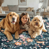 Garvee Machine Washable Animal Print Area Rug – Soft Low Pile, Non-Slip, mark Resistant, Peacock & Deer, Kids & Pet Friendly Carpet for Living Room, Bedroom, Dining Room – Black, 8x10ft, USA Specs - Black