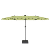 Garvee 15FT Double-Sided Rectangular Patio Umbrella with 48 Solar LED Lights & Base - UV Protection, Waterproof, Crank Handle - Large Outdoor Sun Shade for Garden, Deck, Pool, Backyard - Fruit Green - Navy Blue