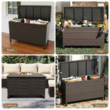 Garvee 125 Gallon Outdoor Storage Box with Wheels – Waterproof PE Wicker Rattan & Aluminum Frame – Lockable Patio Deck Chest – Weather-Resistant for Cushions, Garden Tools, Pool Equipment – Brown Rattan