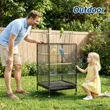 Garvee Heavy Duty Metal Bird Cage with Open Play Top - Spacious 38'' Flight Cage - Rolling Stand - Easy Assembly & Cleaning - Perfect for Parakeets, Cockatiels, Canaries, Conures, Lovebirds, Budgies, Small Parrots - Bursting Black