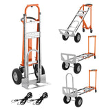 Garvee Heavy Duty 4-in-1 Convertible Aluminum Hand Truck Dolly – 1000 lbs Capacity – Folding Platform Cart with Wheels, Elastic Straps – Ideal for Warehouse, Office, Moving, Shopping – Orange