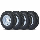 Garvee 4PCS 4.80-8 4.80x8 480-8 4.80-8 Trailer Tire with 8 Inch Rims, 4 Pack 4.80 8 Tires 5 Lug on 4.5 Inch, Center Bore 2.85" , 6PR, Muti Function Lawn Mower & Tractor Turf & Boat Tire