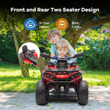 Garvee 12V Kids Electric ATV Ride-On Car – 2-Seater, 4-Wheel, Parent Remote Control, LED Lights, Music, wireless, Spring Suspension, Safe 2-4 MPH, Battery Powered for Boys & Girls, Red - Grey