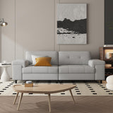 Garvee Modern Deep Seat 3-Seater Chenille Sofa Couch – Adjustable Armrests – Soft Velvet Button Tufted Backrest – Removable Cushions – Sturdy Wood Frame – Easy Assembly – Ideal for Living Room, Bedroom, Office – Light Gray - Light Gray