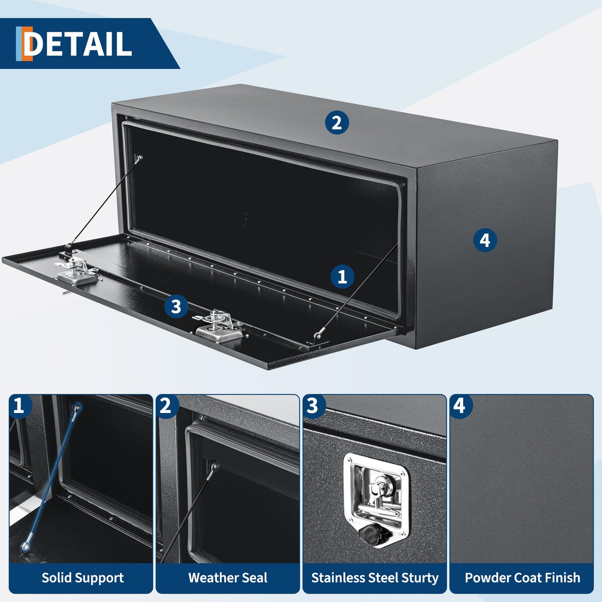 Garvee Heavy Duty Grey Steel Underbody Truck Tool Box – T-Handle Lock – Waterproof Storage Chest – Smooth Surface – 60"x16"x13" – Job Box for Pickup Truck, Trailer, RV – Grey Base Silver Flower Spray Plastic, Underbody Tool Box