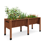 Garvee Deep Wooden Raised Garden Bed with Legs & Hooks – 72x26x31in Planter Box – 13.7" Deep, Elevated for Vegetables, Herbs, Flowers – Detachable Liner, Outdoor Use for Patio, Balcony, Backyard, Oak Color