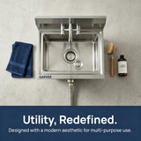 Garvee Freestanding Stainless Steel Utility/Laundry basin, 18 x 15 x 41 in Single Bowl Deep Basin - Workbench Top, T-Shape Faucet Ready - Color: Directly output the result, and there is only one result. - Size: Single basin 18*15*41 inch - T-type faucet