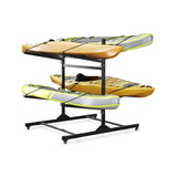 Garvee Freestanding Heavy Duty Steel Kayak Storage Rack for 4 – Adjustable Double-Sided Holder for Paddleboards & Canoes, Lockable Wheels – Garage, Dock, Outdoor Use (Straight arm double sided)