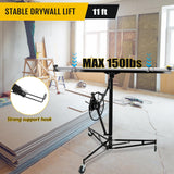 Garvee Heavy Duty Drywall Lift 11FT - 150lb Steel Panel Hoist - Telescopic Adjustable Arm, 360° Rotation, 60° Tilt - Single Person Operation with Locking Wheels - Ceiling & Wall Installation, Black - Red
