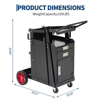 Garvee Welding Cart with Drawers and Cabinet Heavy Duty Carbon Steel for Mig Welder Tig Welder Plasma Cutter 220 Lb Capacity Black
