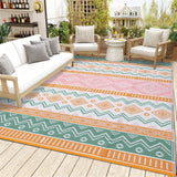 Garvee Waterproof Reversible Outdoor Rug 9x12ft – Plastic Straw Carpet – Mark & UV Resistant, Easy Clean – Patio, Deck, RV, Camping, Balcony, Beach – Yellow/Rose Red/Green/White, USA - Four Colors - Yellow/Rose Red/Green/White