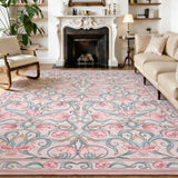 Garvee Pink Washable Area Rug - Modern Floral, Non-Slip, Low-Pile, Soft Pearl Velvet Carpet, Mark Resistant, for Living Room, Bedroom, Dining Room - 9x12ft (274x366cm), USA - Black