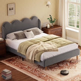 Garvee Twin Bed Frame Upholstered Wingback Tall Tufted Headboard Plush Velvet Scalloped Edges Tool-Free Assembly Modern Minimalist Bedroom