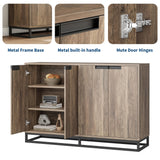 Garvee Modern 55" Sideboard Buffet Cabinet – 4 Doors, Adjustable Shelves, Storage Credenza, Coffee Bar for Kitchen, Dining, Living Room, Entryway – Brown Grey (Pursue 41014K) - Brown