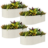Garvee Rust-Resistant Galvanized Metal Gazebo Planter Beds – 4 Pack 8x4x2ft Outdoor Raised Garden Boxes – Durable, Easy Assembly for Flowers, Herbs, Vegetables – Beige Color