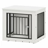 Garvee Dog Crate Furniture End Table, 30 in Wooden Indoor Kennel for Medium Dogs - Heavy-Duty Space-Saving - Metal Bars & Secure Fastener - White - White
