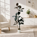 Garvee Realistic Faux Ficus Rubber Tree, 5ft Artificial Indoor Floor Plant with Pot - Natural-Looking small limbs - Easy-Care Home/Office Living Room Decor - 5ft - 6Ft