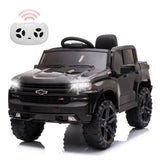Garvee 12V Licensed Chevrolet Silverado Utility Vehicle Ride-On Truck for Kids – Battery Powered Electric Vehicle with Remote Control, MP3/Wireless Audio, LED Lights, Spring Suspension – Electric Ride-On Toy for Toddlers, Boys & Girls – Black