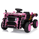 Garvee 24V 2-Seater Ride On Dump Truck for Kids – Remote Control, 2WD/4WD Powerful Electric Construction Vehicle, Dump Bed & Shovel, EVA Tires, Music, LED Lights, Gentle Start, 19" Spacious Seat, Ages 4-8, Pink