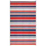 Garvee Waterproof Reversible Outdoor Door Mat - Modern Striped Plastic Straw Rug - Collapsible, Lightweight, UV Resistant, Large Carpet for Patio, Deck, Porch, Camping, Garden, Backyard, Balcony - Bright Red/Navy Blue/White, 8x10ft (244x305cm) - Bright Red/Dark Blue/White