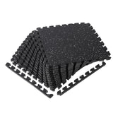 Garvee 12-Pack Interlinked Gym Floor Mats, 48 sq ft Coverage - 0.6 in Thick EVA Foam w/ Rubber Top - Waterproof Non-Slip Shock & Sound Absorbing - Black Base White Dots, 60x60x1.5cm - Black Base Blue Dot
