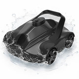 Garvee High-Efficiency Wireless Robotic Pool Suction Cleaner – 150 CFT/h Suction – 130-Min Runtime – Self-Parking, Lightweight, Portable – For Flat Above Ground Pools up to 860 Sq.Ft – Removes Debris – US Standard, Black - White