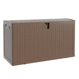 Garvee Large Capacity Resin Outdoor Storage Box – 99 Gallon Deck Box – Waterproof, Lockable, UV-Resistant – Patio, Garden, Pool Accessory Organizer – Outdoor Storage Bench – Color: Brown