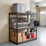 Garvee Heavy-Duty Adjustable Metal Garage Shelving Unit, 3-Tier Steel Utility Storage Rack, 36"W x 18"D x 36"H, 1350 lb Capacity for Warehouse/Basement/Pantry | Color: Black | Size: 90*45*91.2 cm - Black