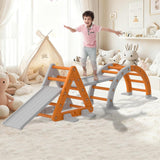 Garvee 9-in-1 early childhood education infant motor skills development Triangle Indoor Climbing Set for Toddlers – Durable HDPE & PP Jungle Gym Playset with Arch, Ramp, Ladder & Slide – Baby Indoor Playground for Kids Ages 1-8 – Gray Orange, USA - Orange&Gray