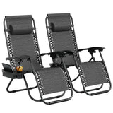 Garvee Zero Weight Patio Lounge Chairs Set of 2 – Portable Folding Recliners with Adjustable Pillow and Cup Holder Tray – Outdoor Lawn, Deck, Garden Seating – Gray Tes (One Box, Two Pieces) - Navy Blue Teslas (One Box, Two Pieces)
