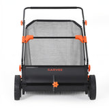Garvee 26-Inch Push Lawn Sweeper – Heavy Duty Manual Yard Cart, Large 7 cu ft Bag, Adjustable Height, 10" Rubber Wheels, 4 Spinning Brushes, Ergonomic Handle – Black + Orange RAL 2004 - Black + Orange Ral 2004