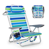 Garvee Lightweight 5-Position Reclining Backpack Beach Chair for Adults – Folding Outdoor Lounge Chair with Backpack Straps, Phone Pocket, Cup Holder, Towel Bar, Low Seat – Portable Camping & Beach Furniture – Aluminum Tube Silver-White Oxidation + White,