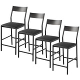 Garvee Modern Counter Height Bar Stools Set of 4, PU Leather Upholstered Bar Chair with Backrest & Footrest, 300 LB Capacity, Barstool for Kitchen Island, Dining Room, Black - Brown