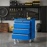 Garvee Lockable Rolling Tool Chest & Cabinet, 4/5-Drawer Heavy-Duty Metal Tool Storage Cart w/ Wheels, Sliding Drawers, Drawer Liners for Garage/Workshop - Blue