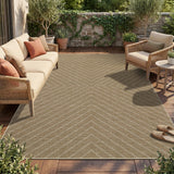 Garvee 9'X12' Linen Beige Washable Area Rug, Jute-Look 100% Polyester Striped Geometric Floor Carpet, 0.2-Inch Low Pile, Non-Slip TPR Backing, Foldable Non-Shedding Mat for Living Room, Dining Room, Bedroom, Entryway and Covered Patio - Linen Beige