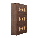 Garvee Slim 3 Turn Drawer Shoe Cabinet – Narrow Freestanding Shoe Storage Organizer with Adjustable Shelves – Hidden Wood Design, Decorative Flower Design & Diamond Handles – Entryway & Hallway – Brownish-red, 3-Turn Bucket