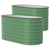 Garvee Tall Metal Raised Garden Bed, Galvanized Steel - 24in Deep Oval Planter Box - Rust-Resistant, Reinforced Bracing, Easy Assembly, Anti-Cut Strips - Size: 120x60x60cm, Color: Green with anti-cut strips - Green With Anti-Cut Strips