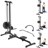 Garvee 2-in-1 Rowing & LAT Pull Down Cable Machine for Home Gym – Adjustable Resistance – High & Low Pulley Stations – Full Body Strength Training – Compact & Durable Fitness Equipment – All Black