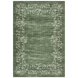 Garvee Washable Non-Slip Area Rug, Modern Vintage Distressed Floral Edge - Low-Pile, Mark-Resistant, Non-Shedding for Living Room Bedroom Dining Nursery - Green, 8x10 ft (244x305 cm) - Floral Bordered - Green