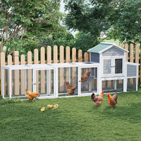Garvee Large Chicken Coop 123in with Run & Ramp, Outdoor Poultry Cage, Weather-Resistant, 4-6 Hens, Natural Wood