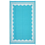 Garvee Waterproof Reversible Outdoor Rug – Modern Scalloped Plastic Straw Mat – UV Resistant, Collapsible, Easy Clean – Patio, Camping, RV, Beach – Light Blue/White, 8x10ft (244x305cm), USA - Light Blue & White