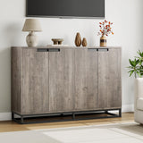 Garvee Modern 55" Sideboard Buffet Cabinet – 4 Doors, Adjustable Shelves, Storage Credenza, Coffee Bar for Kitchen, Dining, Living Room, Entryway – Gray (Datong 40084 gray) - Chase 41014K