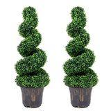Garvee UV-Resistant Artificial Boxwood Spiral Topiary Tree, 3ft Faux Outdoor Plant for Porch/Patio/Garden Decor - Realistic Peanut Leaf - Spiral Shape - 90cm - Color: Peanut leaf spiral 90cm