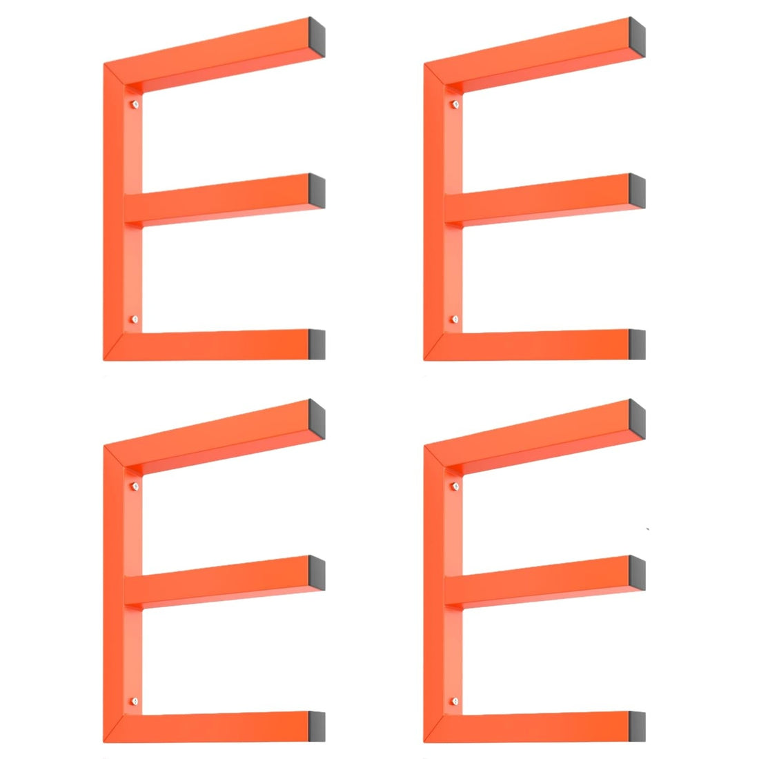 Garvee Lumber Storage Rack Set Of 4 Heavy Duty Steel 3-Tier Wall Mount Wood Organizer Shelves 1200LBS Capacity Orange For Shed Workshop Garage
