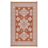 Garvee Reversible Weather-Resistant Outdoor Door Mat – Large Plastic Straw Rug for Patio & Garden – Boho Terracotta Orange/White – Easy Clean, Collapsible – Size: 9x18ft (274x549cm), Specs: USA, Color: Red Peach Orange/White